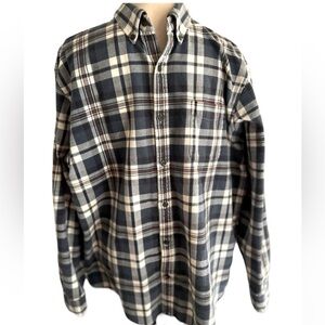 Lands' End Flannel Shirt Men’s Plaid Blue White Red Button Down size XL 17